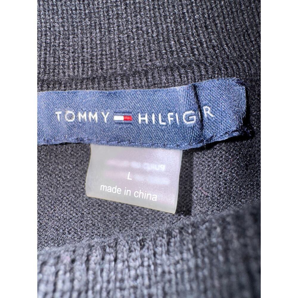 Tommy Hilfiger sweater dress black & tan patterned turtleneck long sleeve Sz L - Picture 7 of 9
